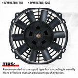 14" Universal Electric Radiator Fans 12V 80w Slim Reversible