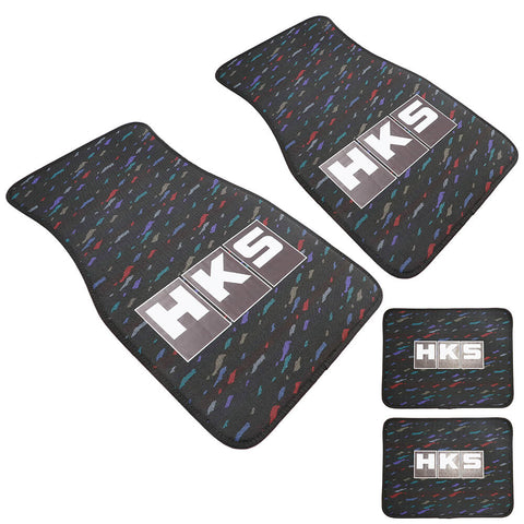 HKS Style Racing Le Mans Confetti Fabric Car Floor Mats Interior Carpets JDM Performance