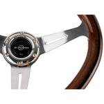 340mm Heart Shape Solid Wooden Chrome Steering Wheel JDM Performance