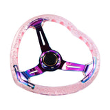 350MM Heart Pink Deep Dish Crystal Bubble Neo Spoke Steering Wheel JDM Performance