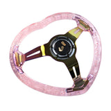 350MM Heart Pink Deep Dish Crystal Bubble Neo Spoke Steering Wheel JDM Performance