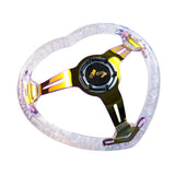 6-Hole 350MM Heart Clear Deep Dish Vip Crystal Bubble Neo Steering Wheel JDM Performance