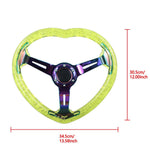 6-Hole 350MM Heart Yellow Deep Dish Vip Crystal Bubble Steering Wheel JDM Performance