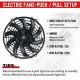 9" Universal 12V 80w Slim Reversible Electric Radiator Fans