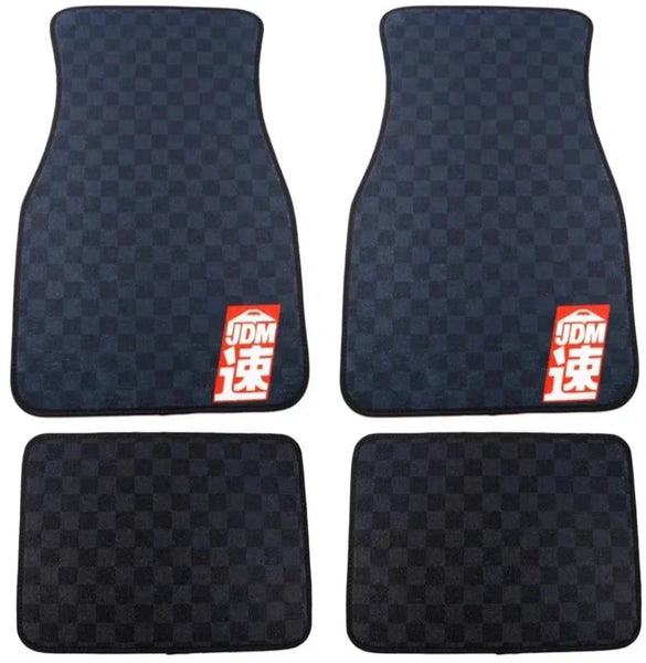 Checkered Anti-Slip JDM Plush Car Floor Mats