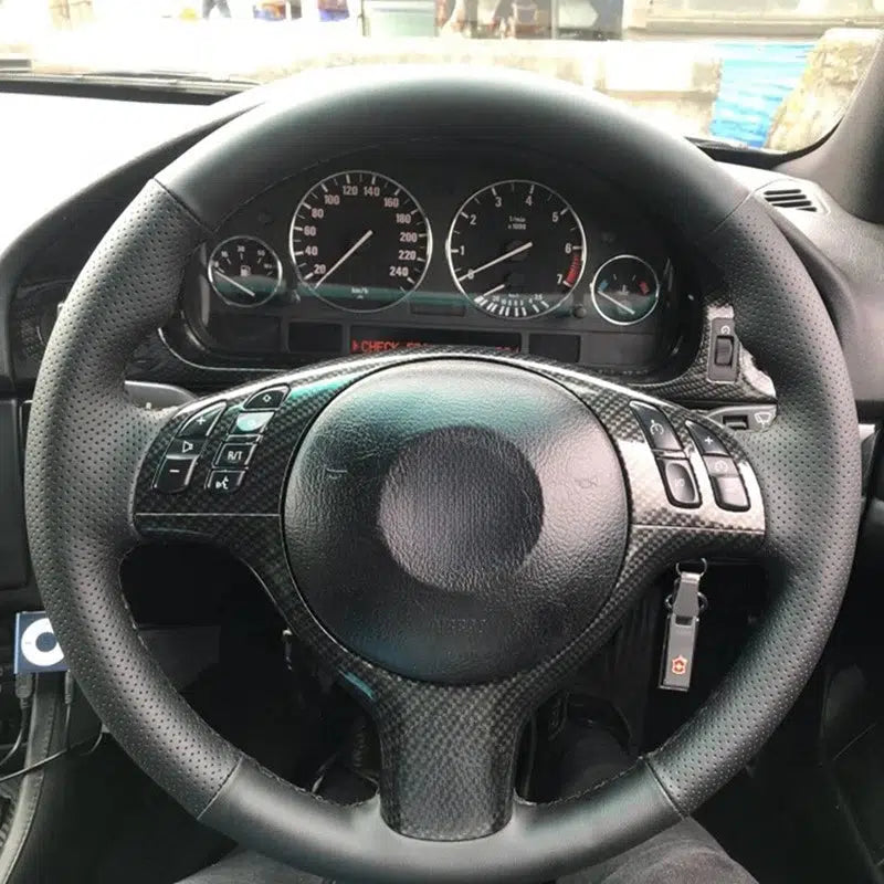  ADLJZM Funda de volante cosida a mano, compatible con BMW 330i  540i 525i 530i 330Ci E46 M3 E39 2001-2014 : Automotriz