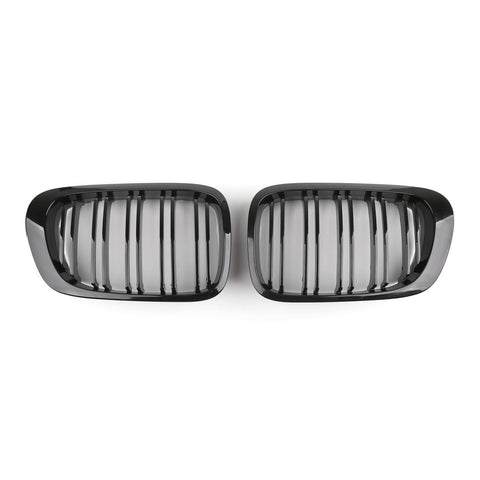 Double Line Front Grill Gloss Black For BMW E46 2-Door 1998-2001 JDM Performance