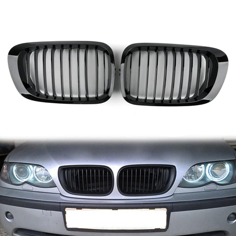 Front Grill Grill ABS Gloss Black Mesh For BMW E46 2D (1999-2002) 3 Series JDM Performance