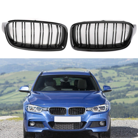Gloss Black Front Kidney Grille Fit BMW 3 Series F30 F35 2012-2017 JDM Performance