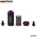 Inline Aluminum Fuel Filter AN6 With 100 Micron Element Steel SS JDM Performance