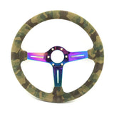 Universal Suede Leather Camouflage Steering Wheel