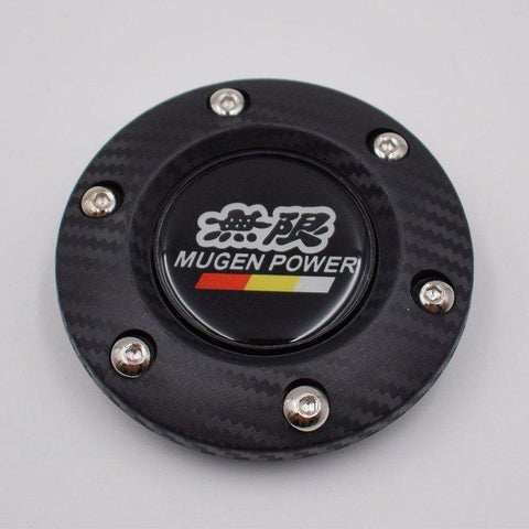 Aftermarket Black Mgen Style Horn Button + Carbon Fiber Edge JDM Performance