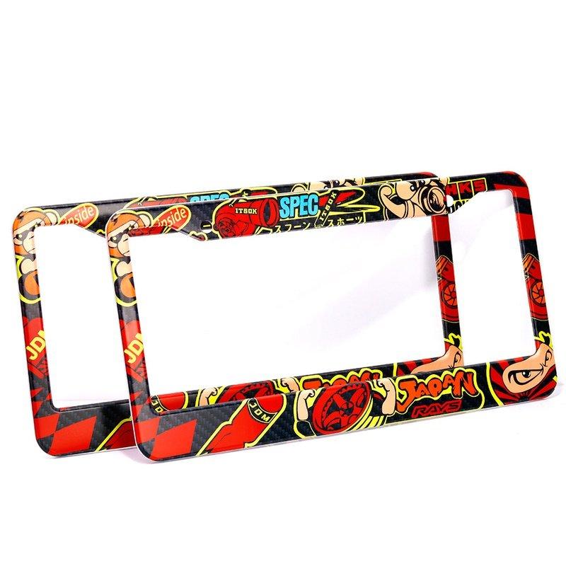 HOSNYE Alphabet Black Graffiti License Plate Frame Font Spray Text Abstract  Cartoon Metal License Plate Cover Front Plates Frames Car Tag Frame for