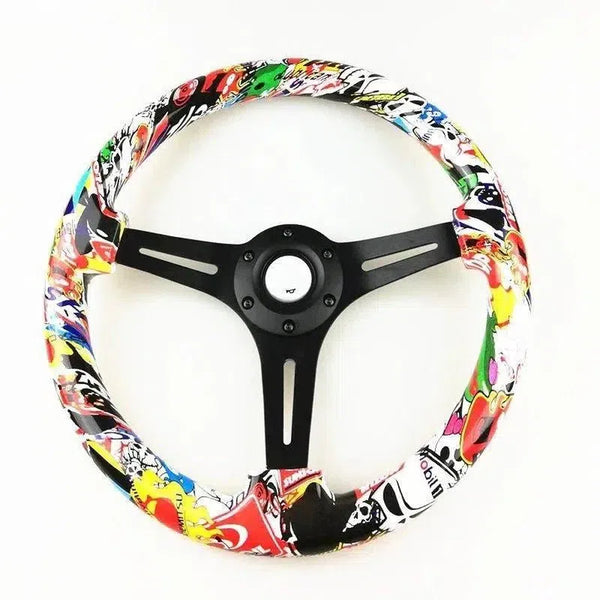 JDM Grafitti Sticker Bomb Steering Wheel 350mm