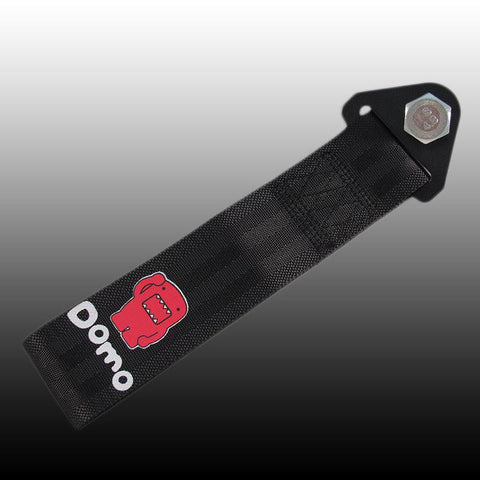Domo Kun Black & Red Racing Tow Strap for Front / Rear Bumper JDM Performance