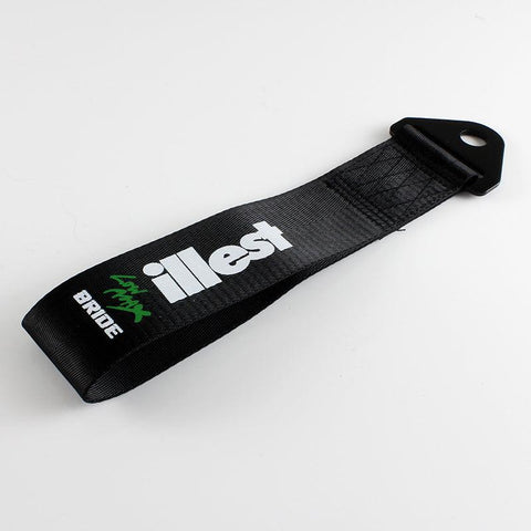 Illest Bride Black Racing Tow Strap for Front / Rear Bumper JDM Performance