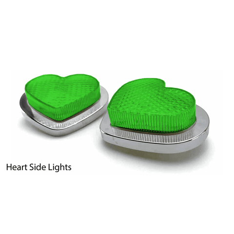 Green LED Heart Shape Side Marker Indicators (Pair) JDM Performance