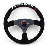 J Racing Steering Wheel Suede Flat 14" Red Stitch JDM Performance