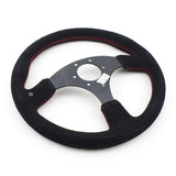 J Racing Steering Wheel Suede Flat 14" Red Stitch JDM Performance