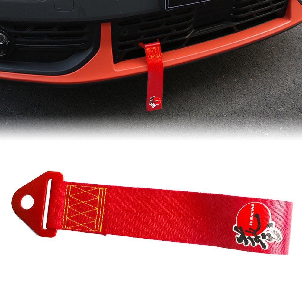 Dewhel Track Racing Style Tow Hook w/Red Towing Strap Front