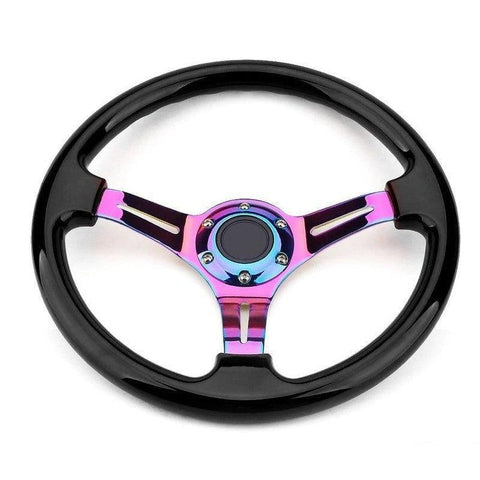 Modern Design ABS Deep Dish Steering Wheel 14inch Black JDM Performance