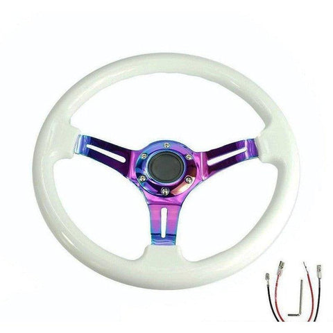 Modern Design ABS Deep Dish Steering Wheel 14inch White JDM Performance