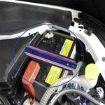 Neo Chrome Car Battery Tie Down Mount Bracket Brace Bar JDM Performance