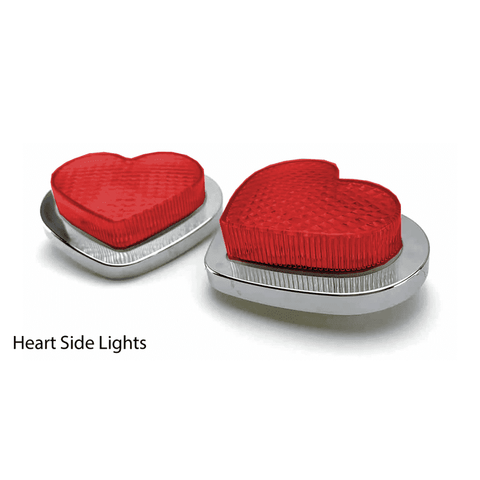 Red LED Heart Shape Side Marker Indicators (Pair) JDM Performance