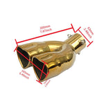 Dual Gold Heart Shaped Stainless Steel Car Exhaust Pipe Muffler Tip JDM Performance