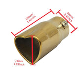 Gold Heart Shaped Stainless Steel Exhaust Pipe Muffler Tip JDM Performance
