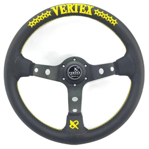 Vertex 10 Star JDM Steering Wheel Leather Yellow Embroidery JDM Performance