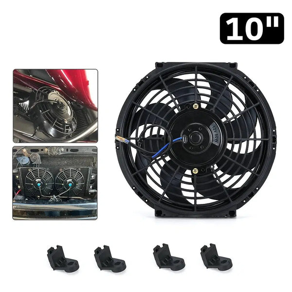 10" Universal Electric Radiator Fans 12V 80w Slim Reversible