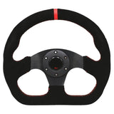 13" Red Suede Racing Steering Wheel - Flat Design