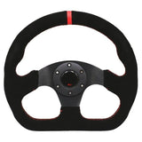 13" Red Suede Racing Steering Wheel - Flat Design