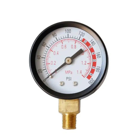 1/8 NPT Analog Pressure Gauge, 0-200 PSI/14 Bar