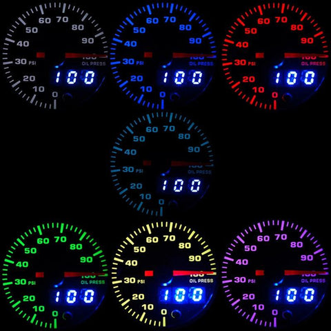 Generic 52Mm Car Auto Tacho Tachometer Gauge Blue Digital Led Meter Rpm :  : Car & Motorbike