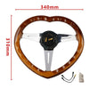 340mm Heart Shape Solid Wooden Chrome Steering Wheel JDM Performance