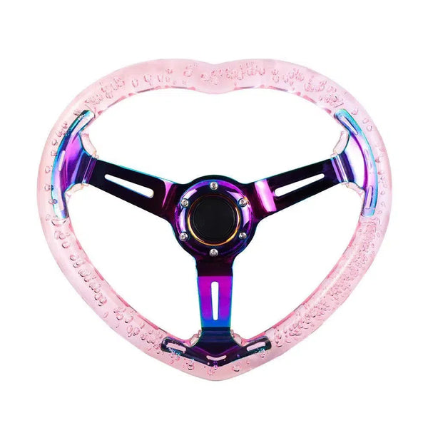 350MM Pink Deep Dish Bubble Steering Wheel