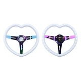 350MM Heart Shaped White Steering Wheel