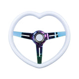 350MM Heart Shaped White Steering Wheel