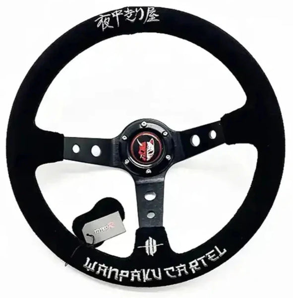 350MM Suede Wanpaku Cartel JDM Steering Wheel Drift