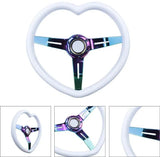 350MM Heart Shaped White Steering Wheel