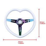 350MM Heart Shaped White Steering Wheel