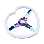 350MM Heart Shaped White Steering Wheel