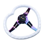 350MM Heart Shaped White Steering Wheel