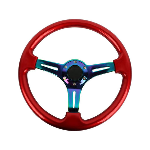 350mm 14" Universal Red Deep Dish ABS Racing Steering Wheel JDM Performance