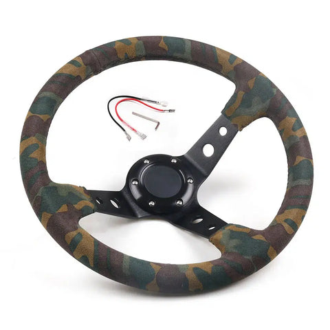 350mm 14inch Steering Wheel Camouflage Suede Camo
