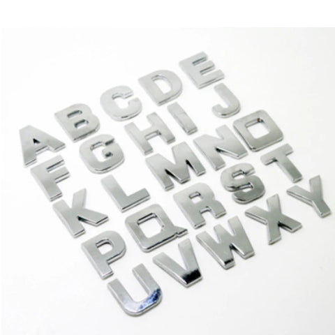 3D Alphabet Emblem Silver Chrome Car Decals JDM Performance