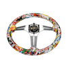 Solid Wood Sticker Bomb JDM Steering Wheel