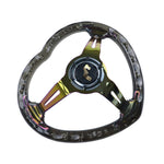 6-Hole 350MM Heart Black Deep Dish Vip Crystal Bubble Neo Spoke Steering Wheel JDM Performance